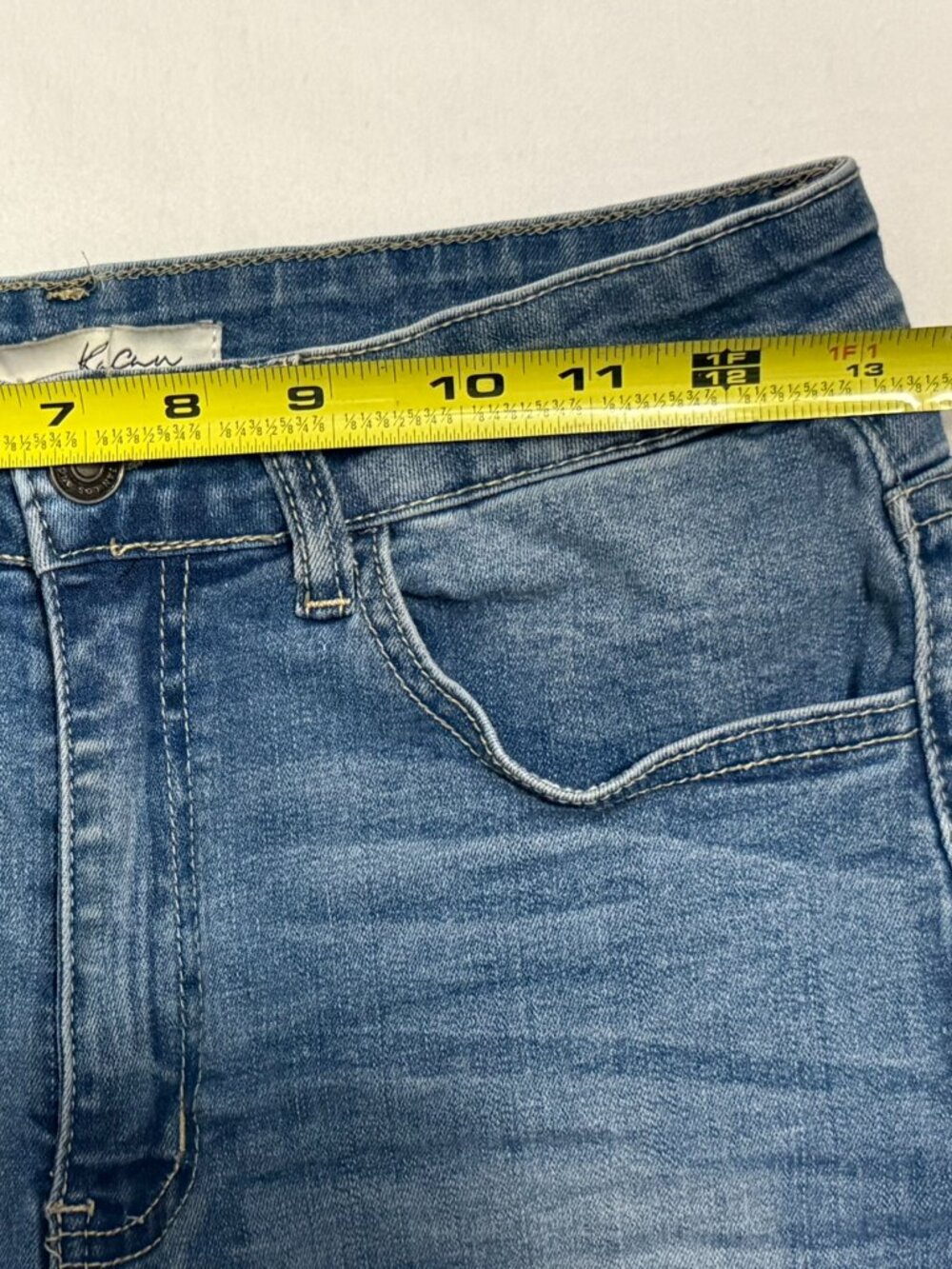 KanCan High Rise Frayed Hem Denim‎ Shorts Medium Wash Stretch Size 9/28 - Picture 7 of 7